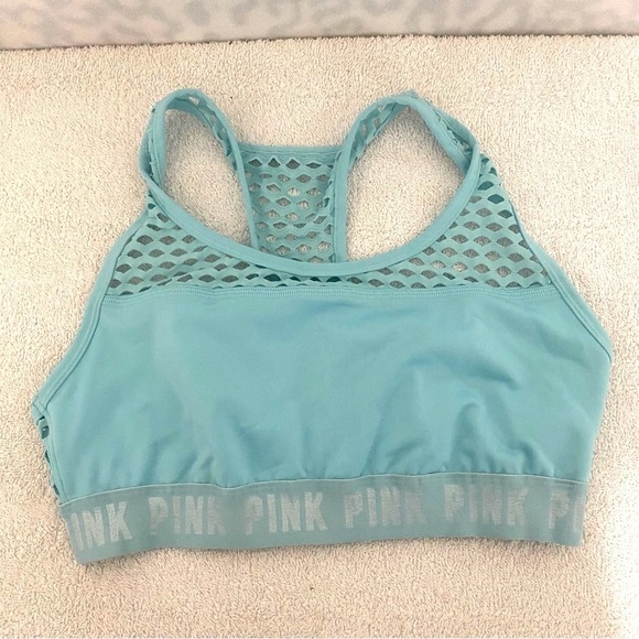 Women’s Pink Victoria’s Secret Ultimate Unlined Sports Bra Aqua Size Large B85 - Picture 1 of 9